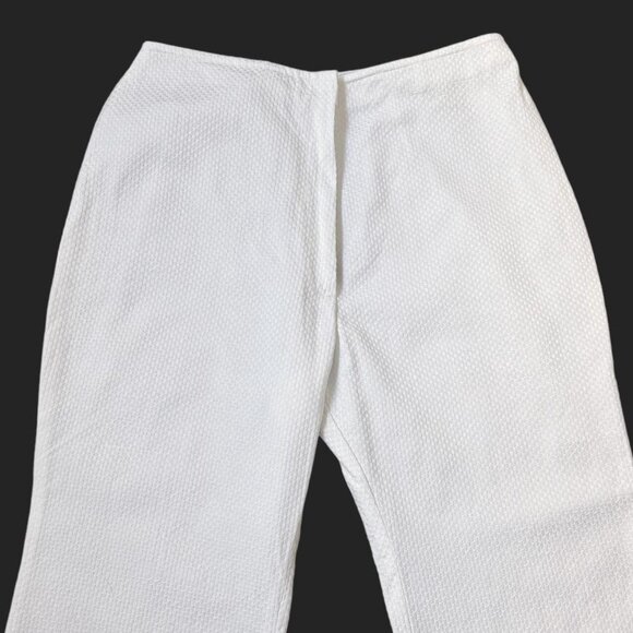 70s Vintage Highwaisted White Flare Trousers Pants Cuffed Textured Hippy Mod. - Picture 5 of 8